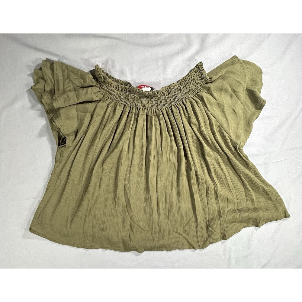Panhandle flutter sleeve olive color cropped top women's small NWT Western‎